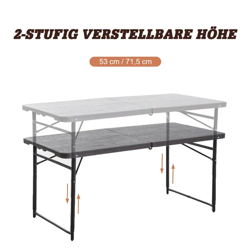 Foldable camping table brown/black