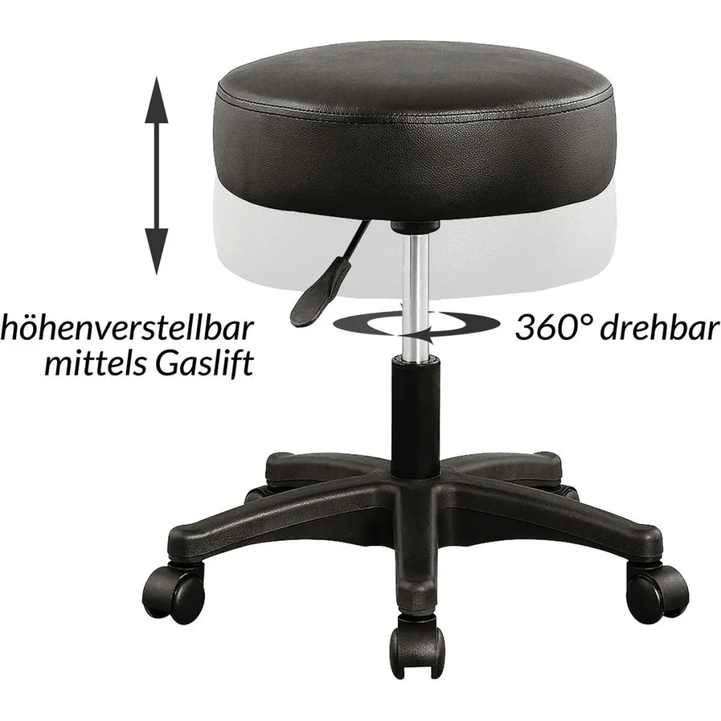 Tabouret / office stool - rotatable and adjustable - black
