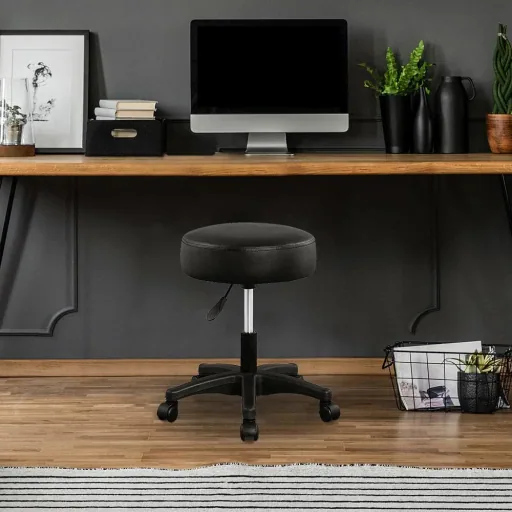 Tabouret / office stool - rotatable and adjustable - black