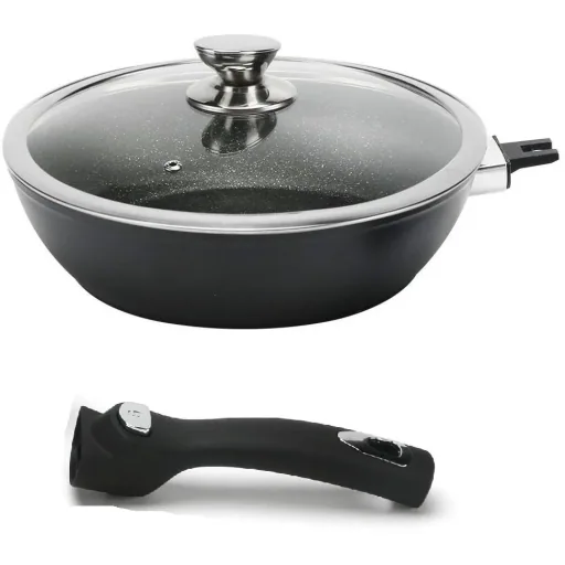 Wok pan - with lid - 30cm - Black