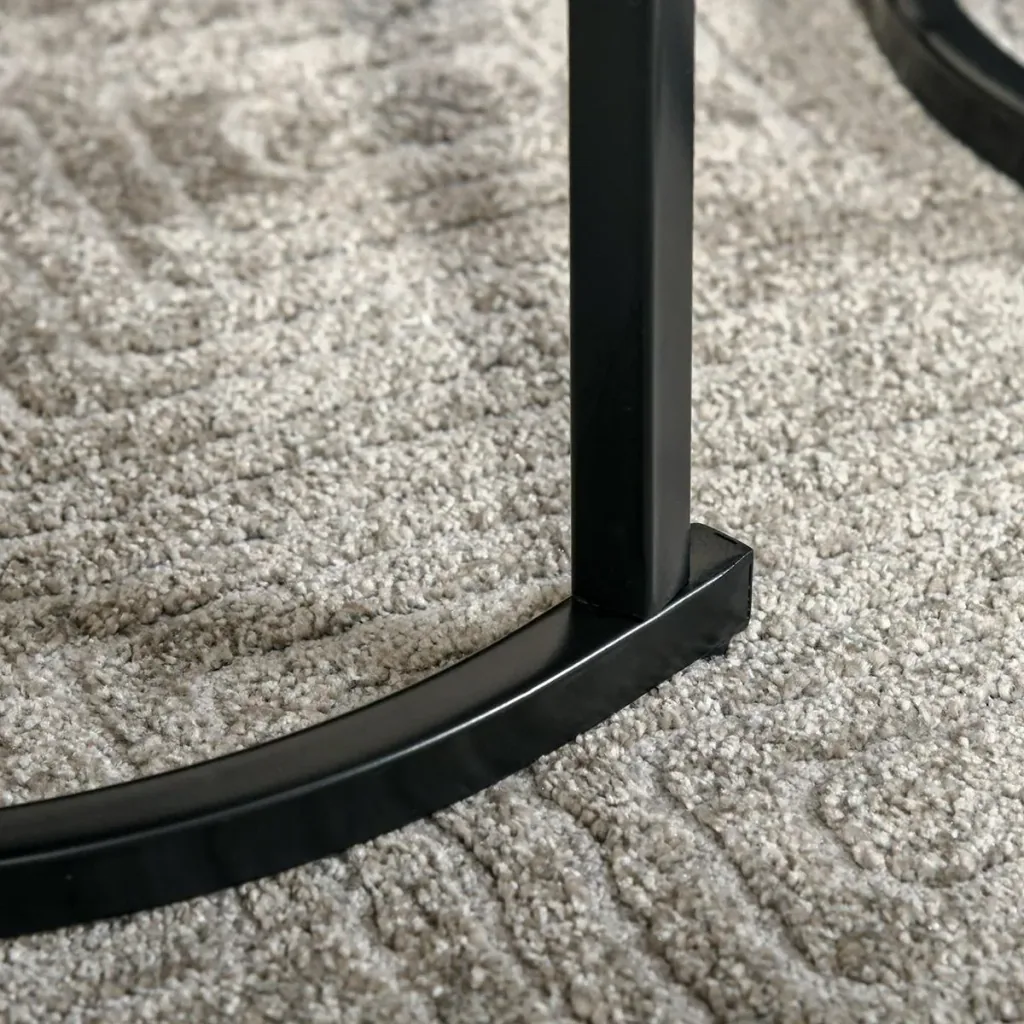 Side tables set of 3 nesting tables stackable coffee table 3 sizes industrial design metal black+brown