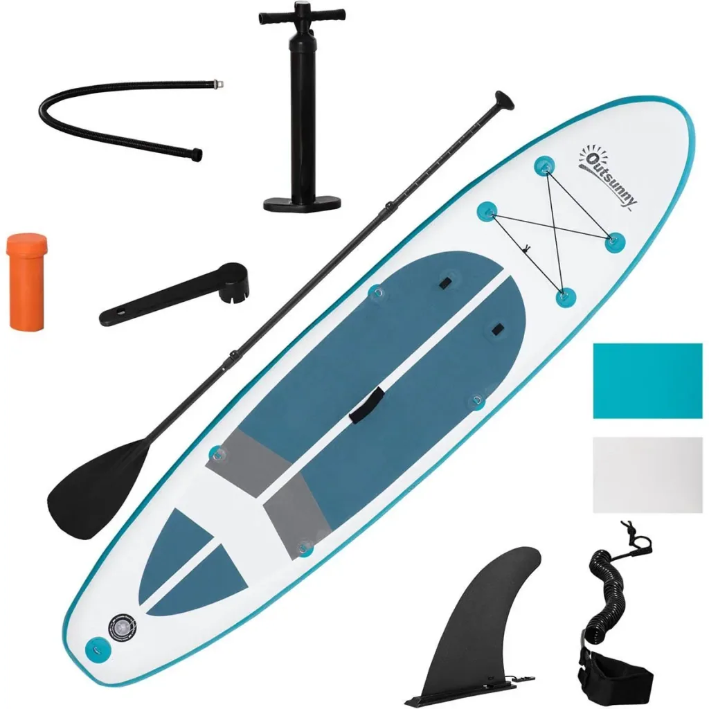 SUP board with many accessories white+blue+grey 320 x 76 x 15 cm