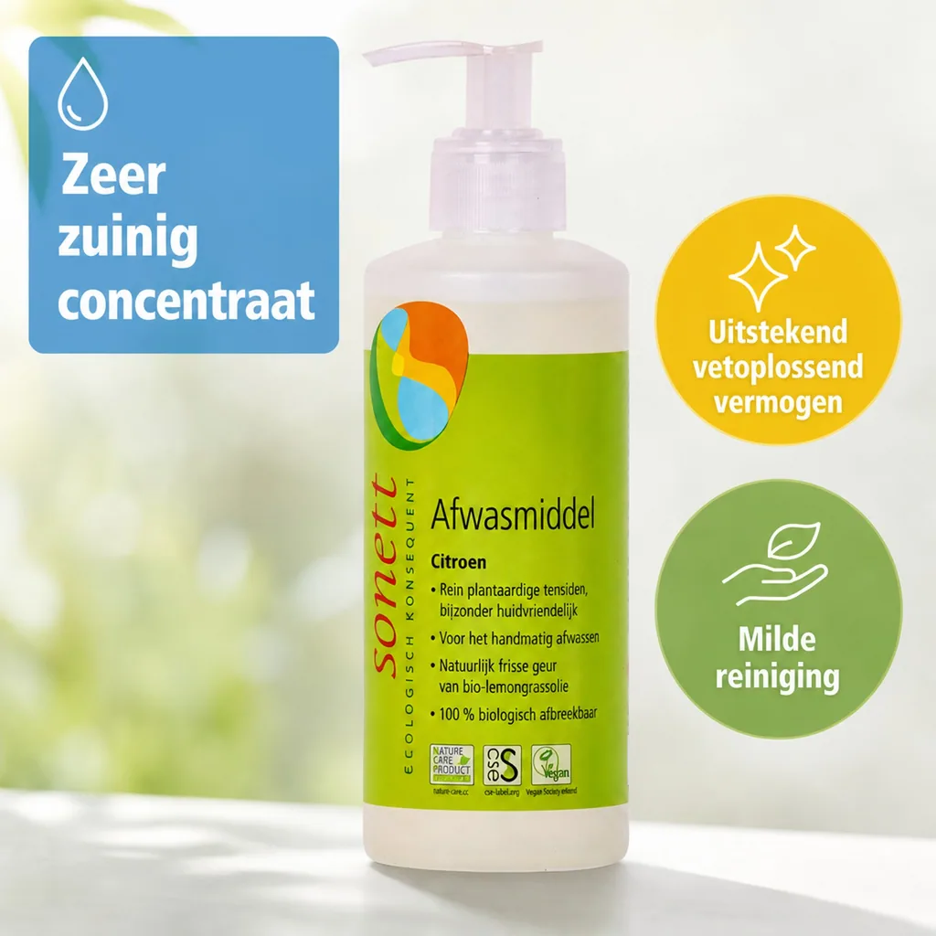 Afwasmiddel citroen 300ml, natuurlijk afwasmiddel, ecologisch afwasmiddel