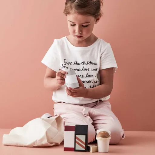 Kids Concept houten eten met stoffen zak