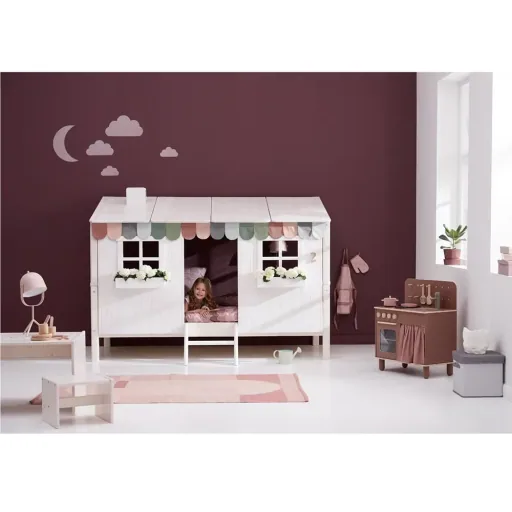 Flexa eenpersoonsbed huis wit bruin