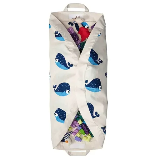 3 Sprouts speelmat / speelgoedzak walvis blauw