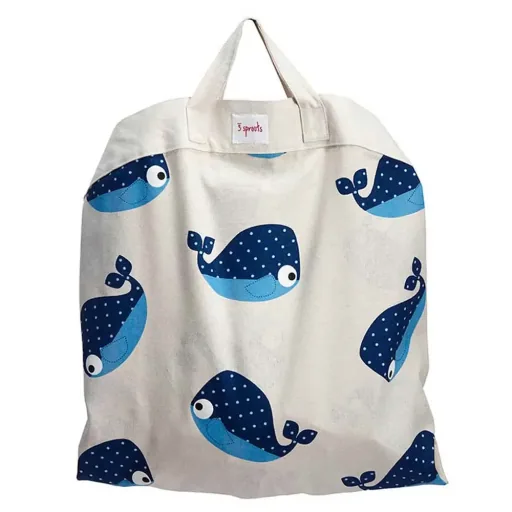 3 Sprouts speelmat / speelgoedzak walvis blauw