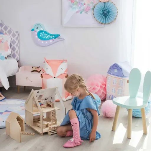 little lights Led deco kinderlamp vogel honing roze