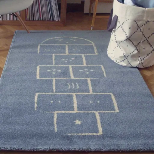 Art for Kids kindertapijt springkist blauw, Maat: 135 x 190 cm