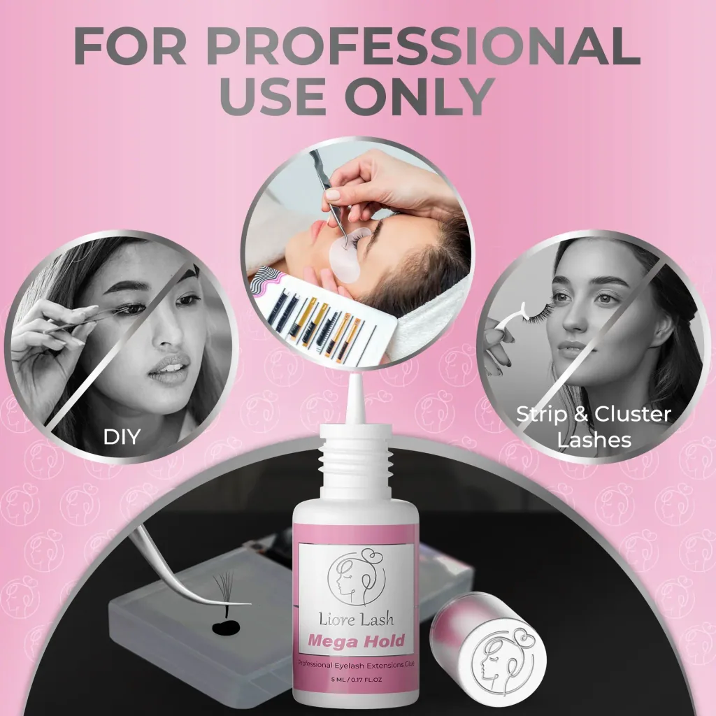 Wimperverlengingslijm Liore Lash / Mega sterke hold 8 weken / 1 sec snel drogend/Zwarte lijm professionele benodigdheden voor classic volume wimpers
