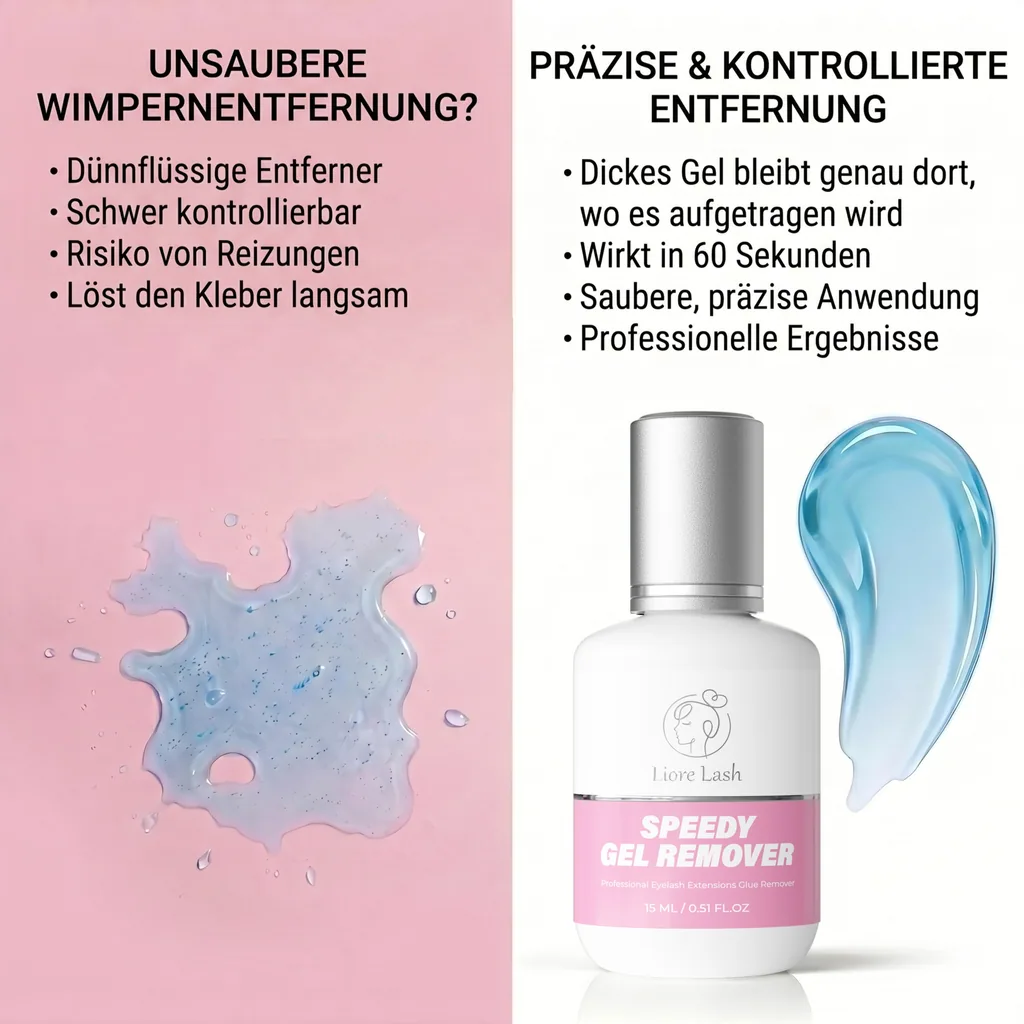 Wimperverlengings gel remover – Liore Lash snelle remover, Snelle verwijdering wimperlijm in 60 seconden, Professionele gel formule voor wimperverlengingen, 15 ml