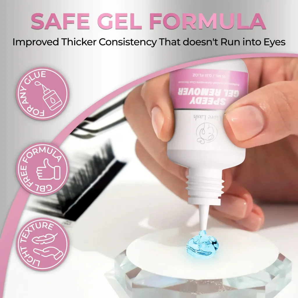 Wimperverlengings gel remover – Liore Lash snelle remover, Snelle verwijdering wimperlijm in 60 seconden, Professionele gel formule voor wimperverlengingen, 15 ml