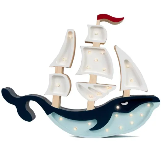 kleine lampjes Led deco kinderlamp walvis zeilboot