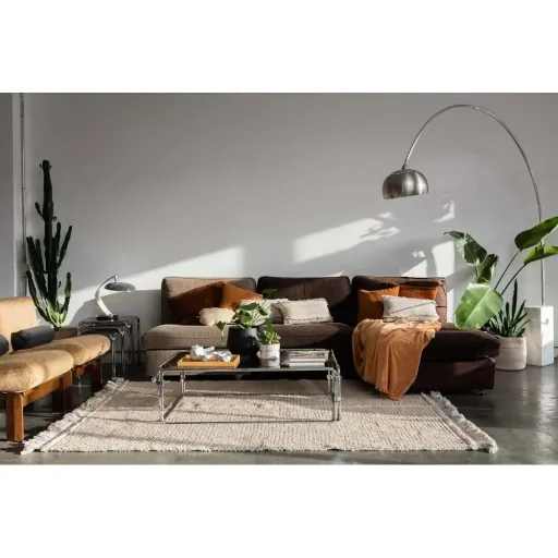 Lorena Canals wasbaar omkeerbaar vloerkleed "Reversible Duetto" beige, Maat: 140 x 200 cm