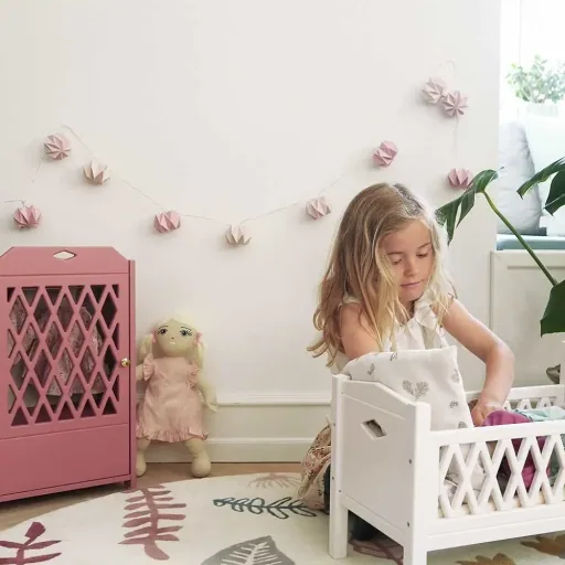 Cam Cam tapijt bladeren crème roze