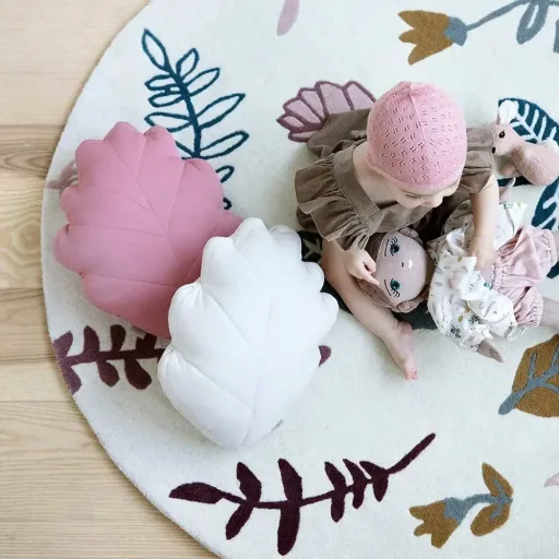 Cam Cam tapijt bladeren crème roze