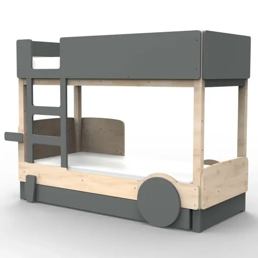 Mathy by Bols stapelbed "Discovery" met bedlade, Kleurelementen: Basalt grijs
