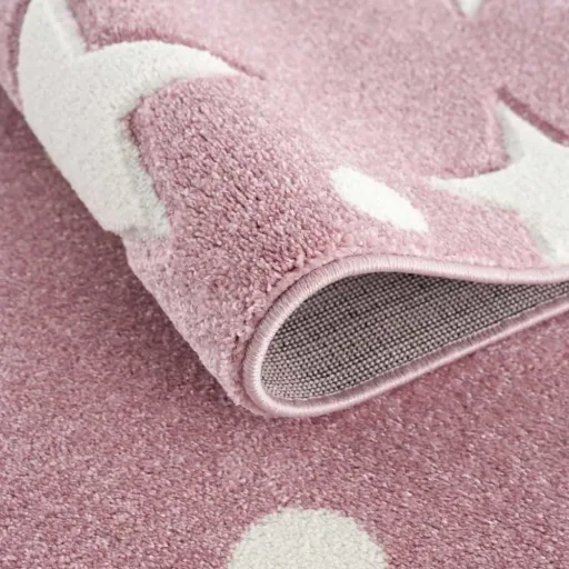 Livone tapijt Estrella ster & confetti roze, Tapijtmaat: 160 x 230 cm
