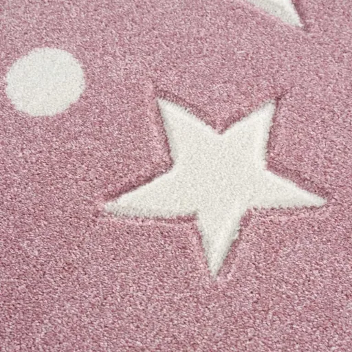 Livone tapijt Estrella ster & confetti roze, Tapijtmaat: 160 x 230 cm