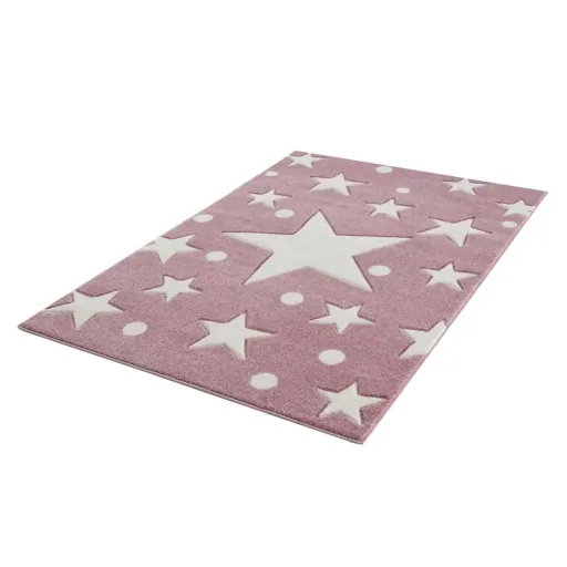 Livone tapijt Estrella ster & confetti roze, Tapijtmaat: 160 x 230 cm
