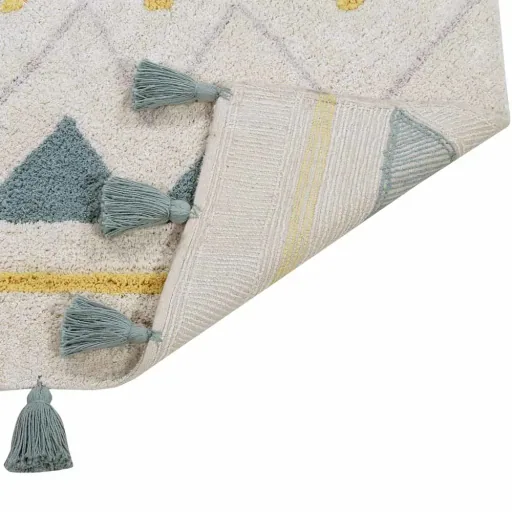 Lorena Canals Tapijt Aztec Patroon naturel rook blauw, Maat: 120 x 160 cm