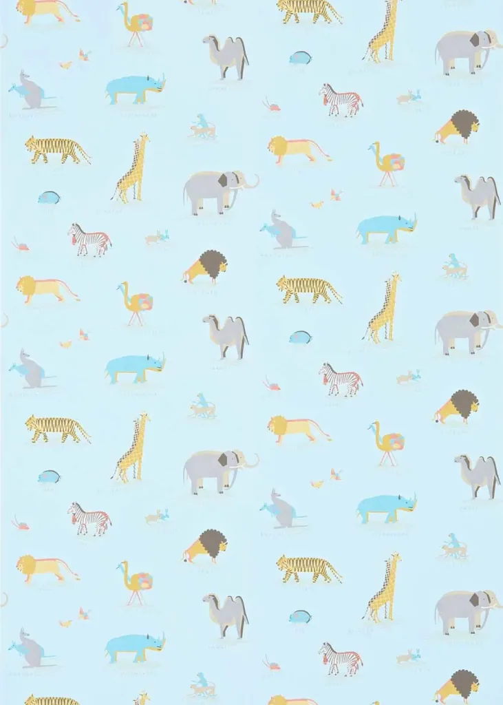 Little Sanderson Abracazoo behang safari dieren lichtblauw