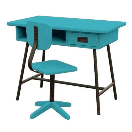 Laurette kinderbureau La Classe met stoel, Kleur: turkoois