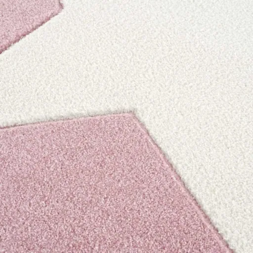 Livone kindertapijt ster wit op roze, Tapijtmaat: 120 x 180 cm