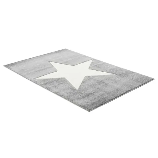 Livone kindertapijt ster wit op grijs, Tapijtmaat: 120 x 180 cm