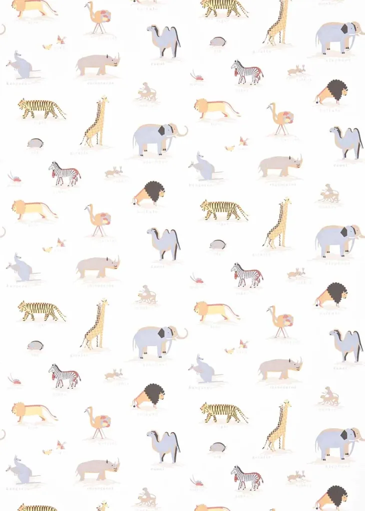 Little Sanderson Abracazoo behang safari dieren crème bruin