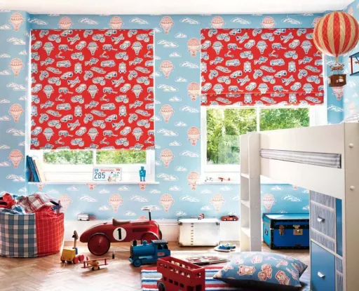 Little Sanderson Abracazoo behang luchtballonnen beige rood blauw