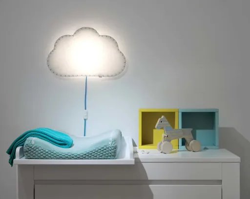 Buokids Zachte lamp Nachtlamp/Wandlamp Wolk, Versie: Koord en connector; Kleur van de naad: blauw