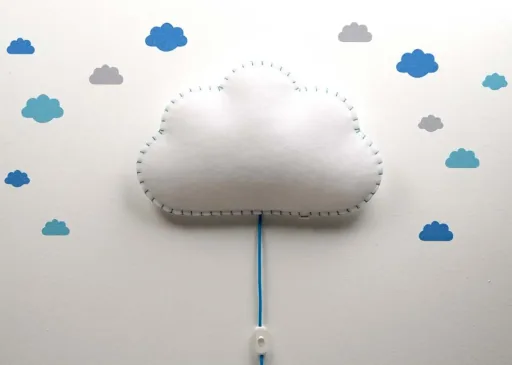 Buokids Zachte lamp Nachtlamp/Wandlamp Wolk, Versie: Koord en connector; Kleur van de naad: blauw