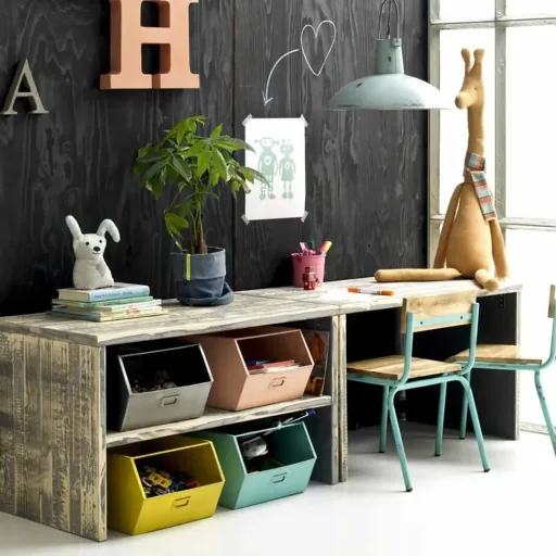 Set van 2 Kinderstoelen Kidsdepot Metaal en Natuurlijk Hout Wit 35x36x56 cm