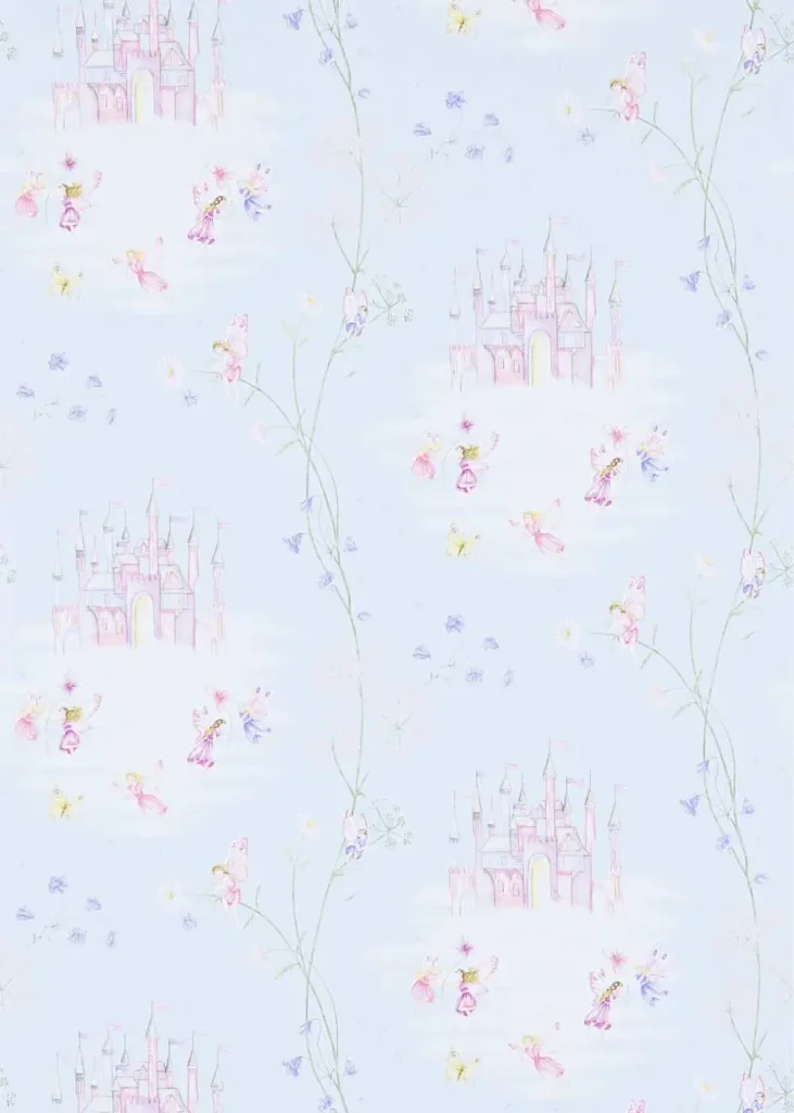 Little Sanderson Abracazoo behang sprookjeskasteel lichtblauw paars roze