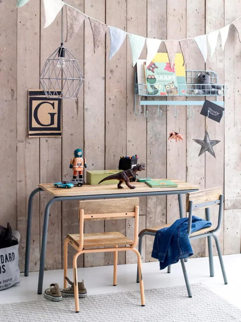 Kidsdepot stoel metaal hout grijs