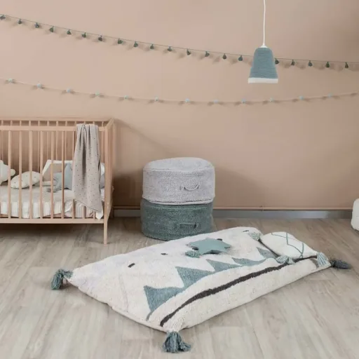 Lorena Canals poef "Chill" vintage blauw