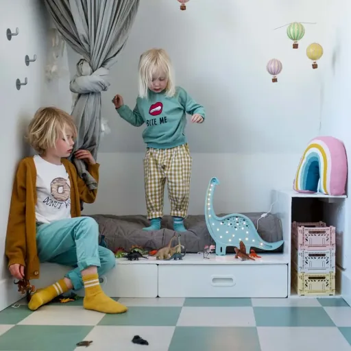 little lights Led Deco Kinderlamp Dino lichtblauw