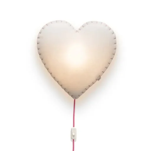 Buokids zacht lampje nachtlampje/wandlampje hartje, Versie: wandlamp; Kleur van de naad: roze