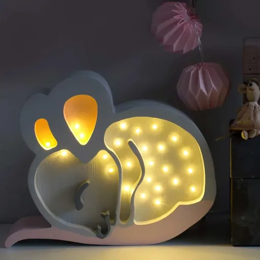little lights Led deco kinderlamp muis grijs