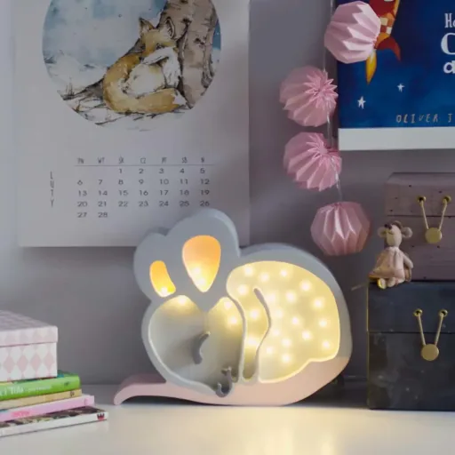 little lights Led deco kinderlamp muis grijs