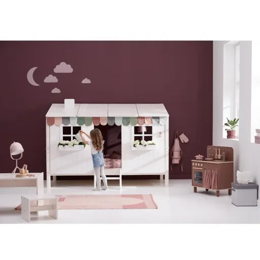 Flexa eenpersoonsbed huis wit grijs