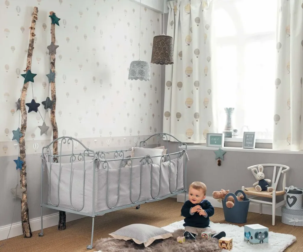 Casadeco My Little World behang olifanten blauw grijs lime