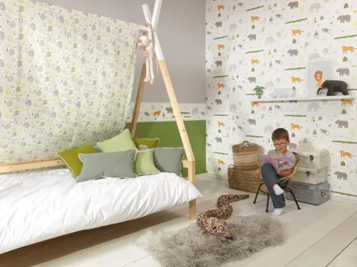 Casadeco kinderbehang Happy Dreams savannah kaki