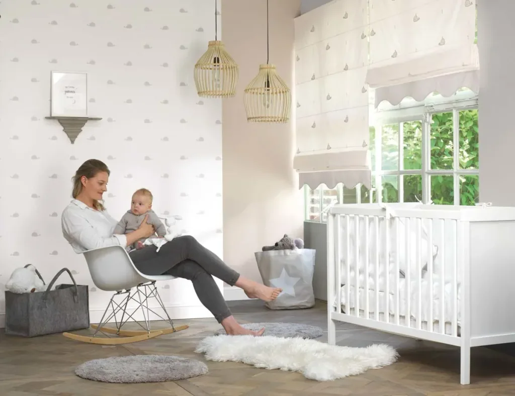 Casadeco kinderbehang Happy Dreams walvissen beige grijs