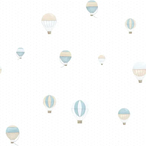 Casadeco My Little World behang luchtballonnen bruin grijs blauw