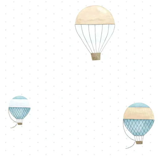 Casadeco My Little World behang luchtballonnen bruin grijs blauw