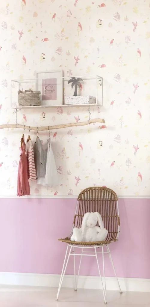 Casadeco kinderbehang Happy Dreams tropics mint koraal