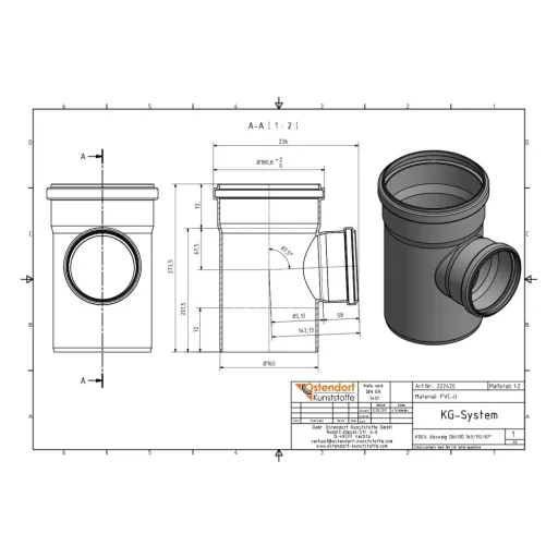 KG Afvoeraftakking DN/OD 160/110 87 Graden