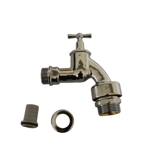 Uitloopventiel 3/4 inch, Knebelkraan, Verchroomd